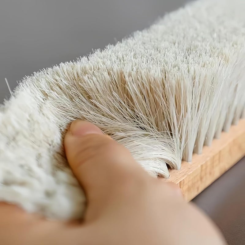 OAKART Horsehair Hand Brush Soft Bristles Oiled Beech Wood Handle Coat Brush 12 Inch Long (2pcs White Horsehair) - Image 2